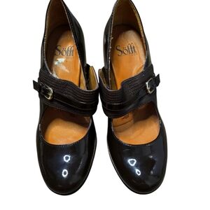 Sofft Mary Jane Dark Brown Patent Leather Pumps Womens Size 8